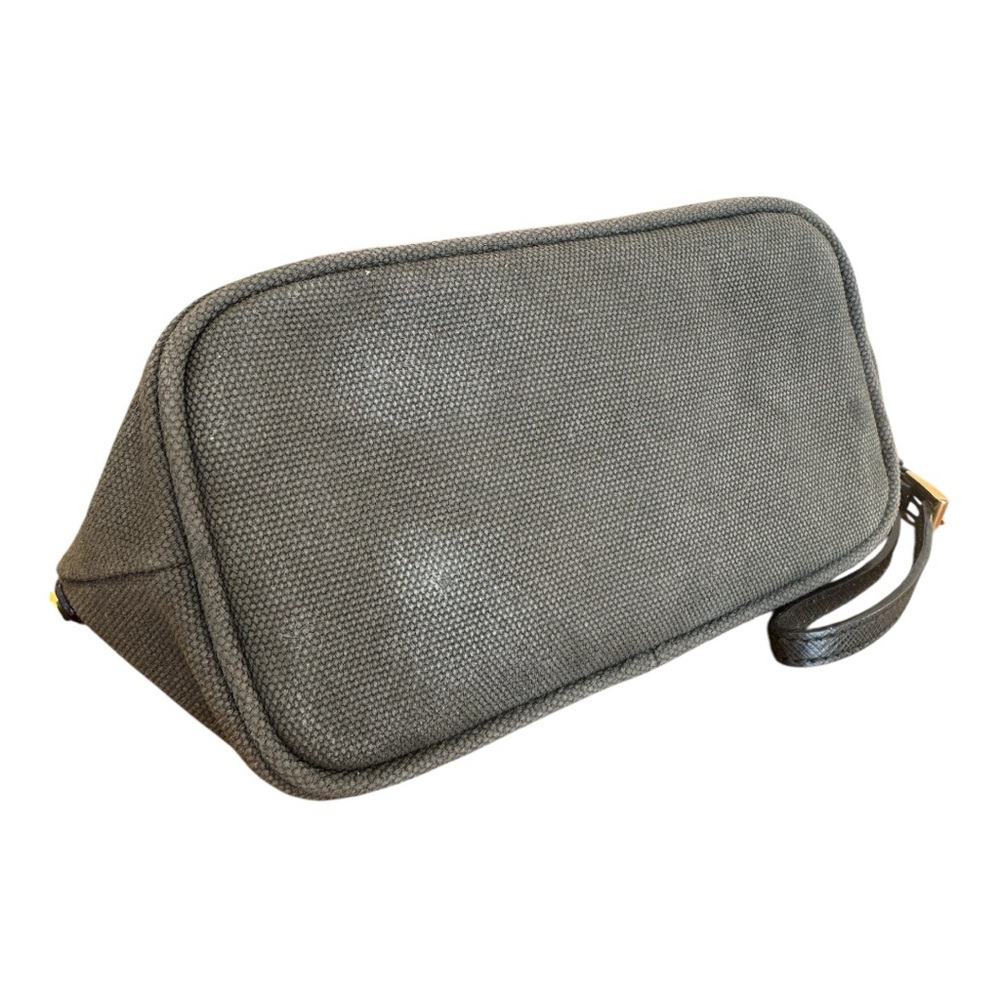Authentic PRADA Canapa Green Khaki Canvas Pochette Vanity Case Wristlet - Picture 3 of 11